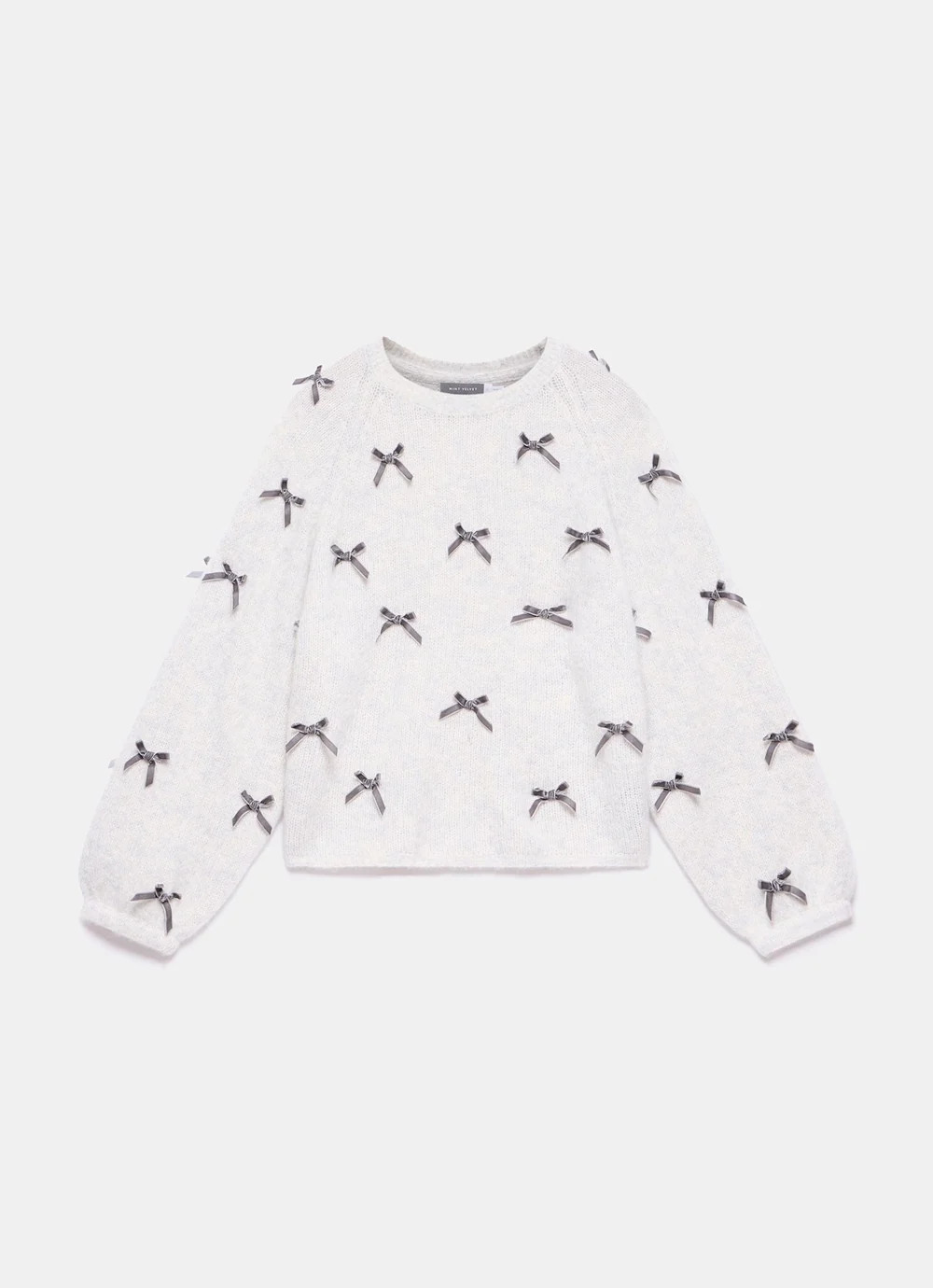 Grey Alpaca Blend Bow Detail Jumper | Mint Velvet