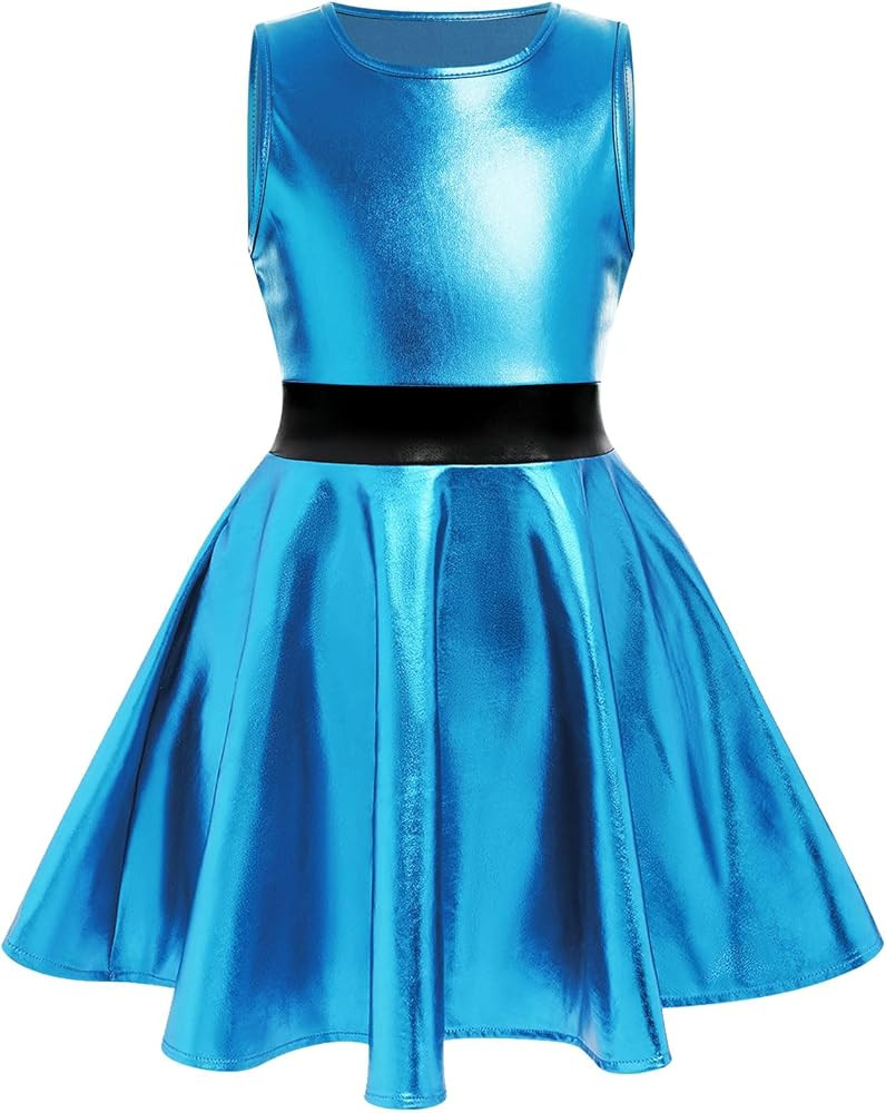 IMEKIS Toddler Kids Girls Holographic Skater Dress Metallic Music Festivals Birthday Outfit 3-12T | Amazon (US)