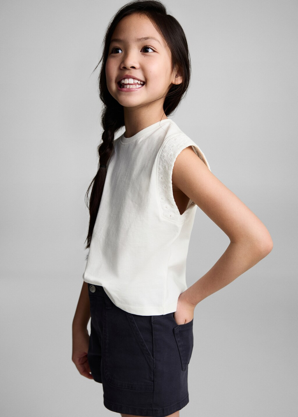 T-shirt with embroidered detail - Kids | MANGO USA | Mango (US/MX/AU)