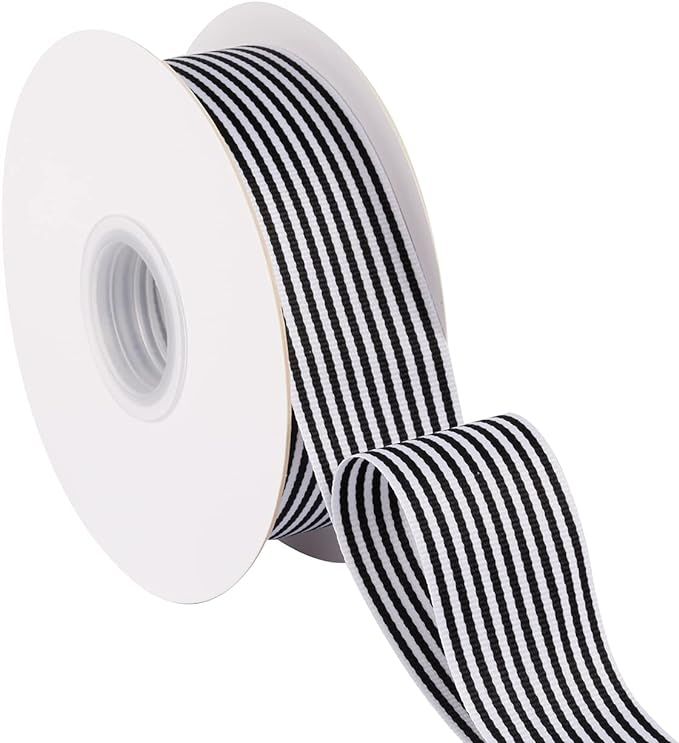 1-1/2 Inch Wide Black and White Striped Ribbon, Great for Wedding Gift Wrapping Home Décor Flora... | Amazon (US)