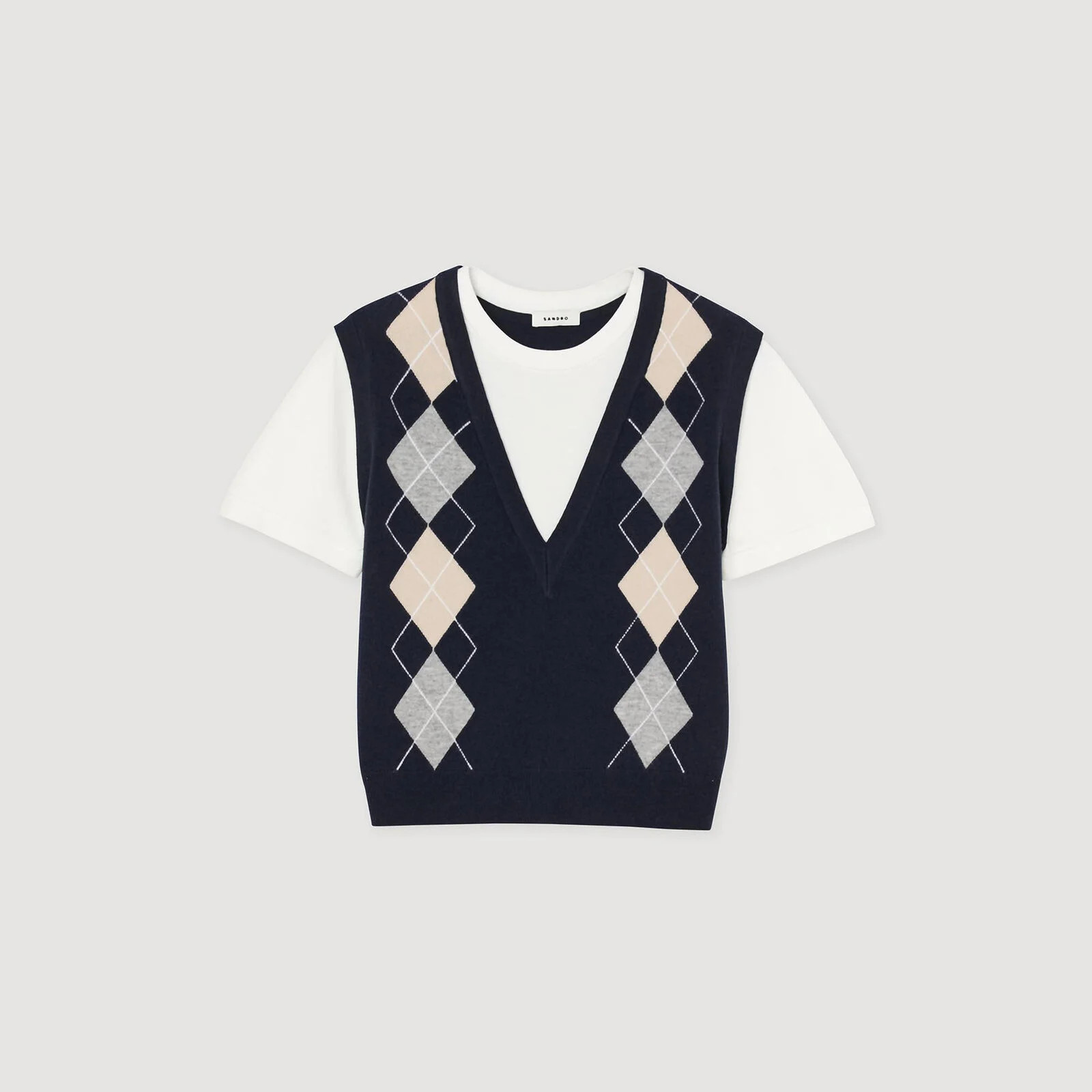 Argyle layered effect sweater | Sandro US | Sandro-Paris US