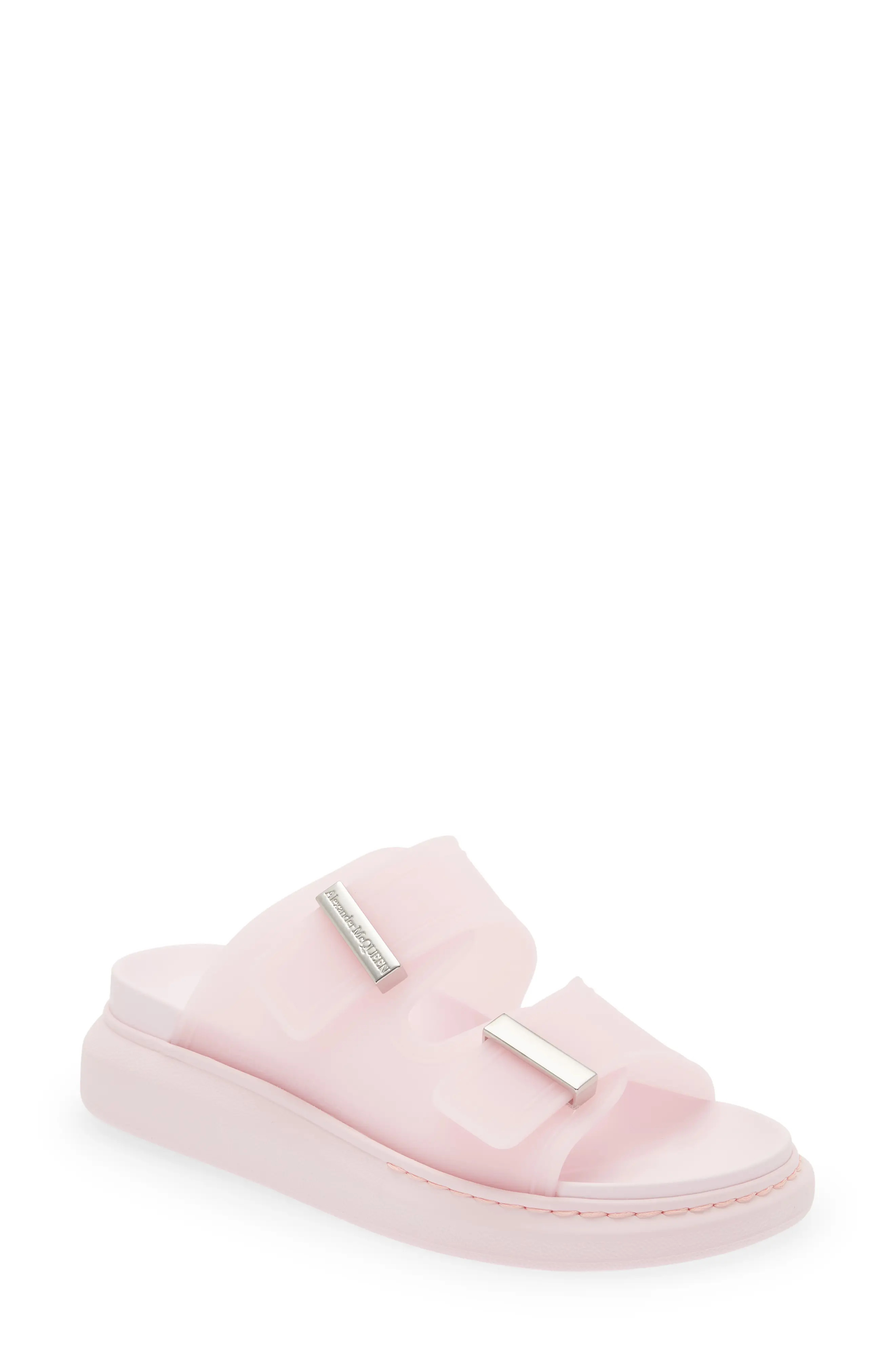 Alexander McQueen Oversize Slide Sandal in Pale Ice Pink/Silver at Nordstrom, Size 9Us | Nordstrom