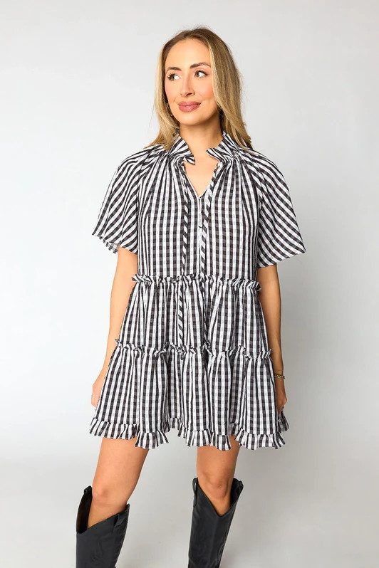 Lakin Swing Mini Dress - Black Check (PRE-ORDER) | BuddyLove