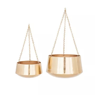 Ridge Road Decor Round Metal Hanging Planters (Set of 2) | Bed Bath & Beyond | Bed Bath & Beyond