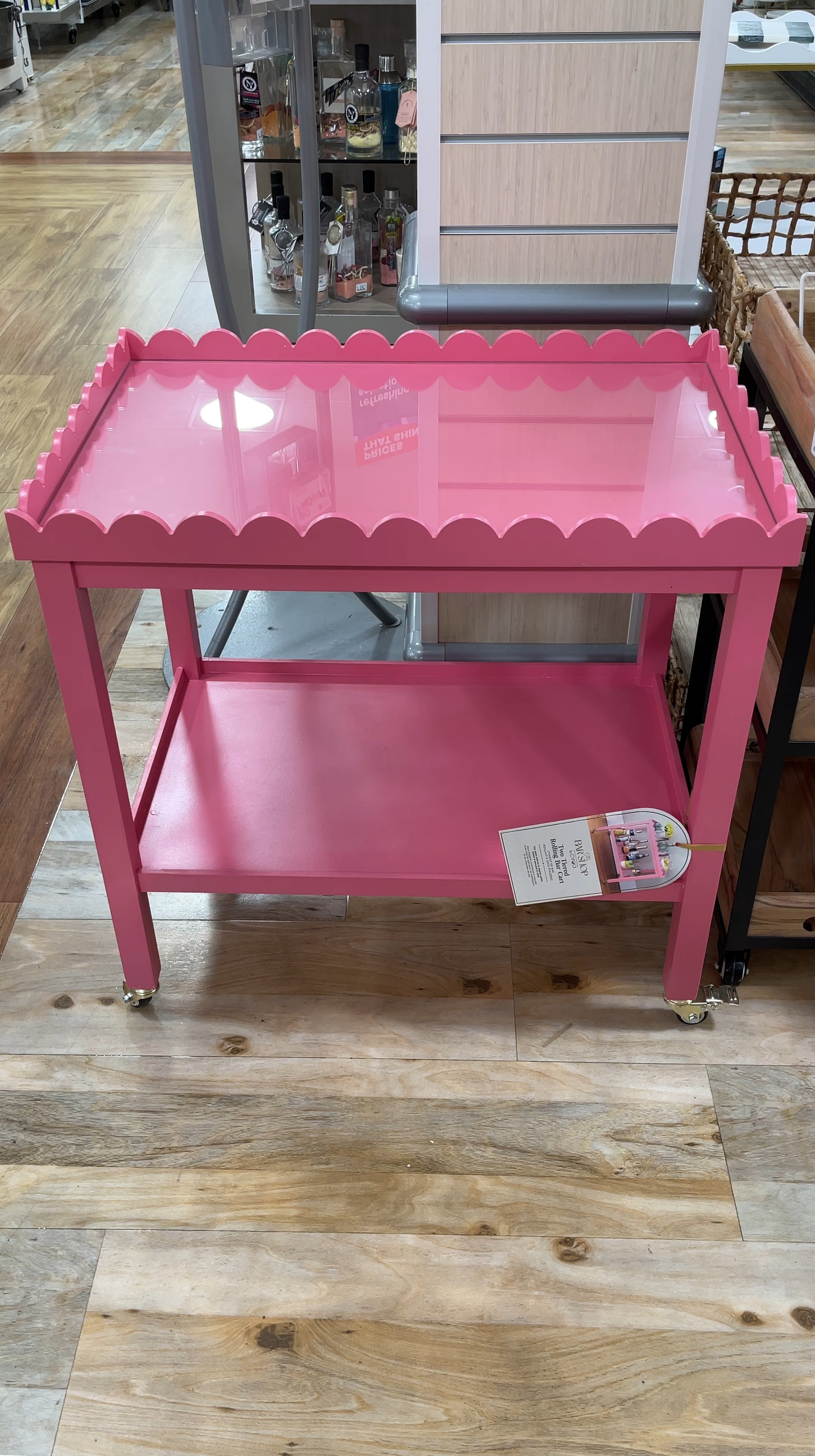 Spotted this bright pink scalloped bar cart at my local HomeGoods, and I’m obsessed! 💕 It adds the perfect pop of color to any space. I’ve linked some other vibrant bar carts and accessories to help you style your home with a touch of fun flair. 🥂🎉✨ #LTKVideo

#LTKHome #LTKParties