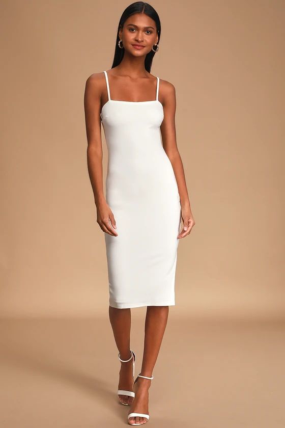 Paulina White Bodycon Midi Dress | Lulus (US)
