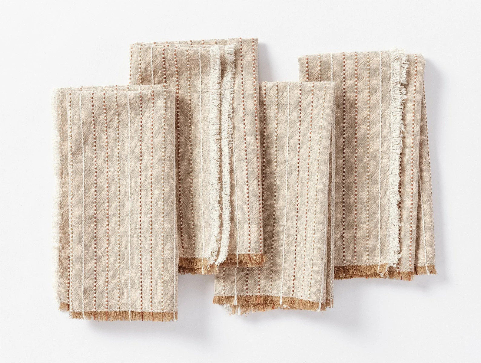 Fringe Stripe Organic Napkins, Set of 4 Hazel | Coyuchi | Coyuchi