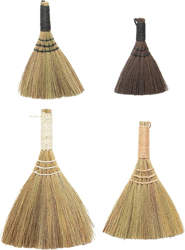 Creative Co-Op Whisk Brooms with Yarn Wrapped Handles, Multi Color Neutrals, Set of 4 | Amazon (US)