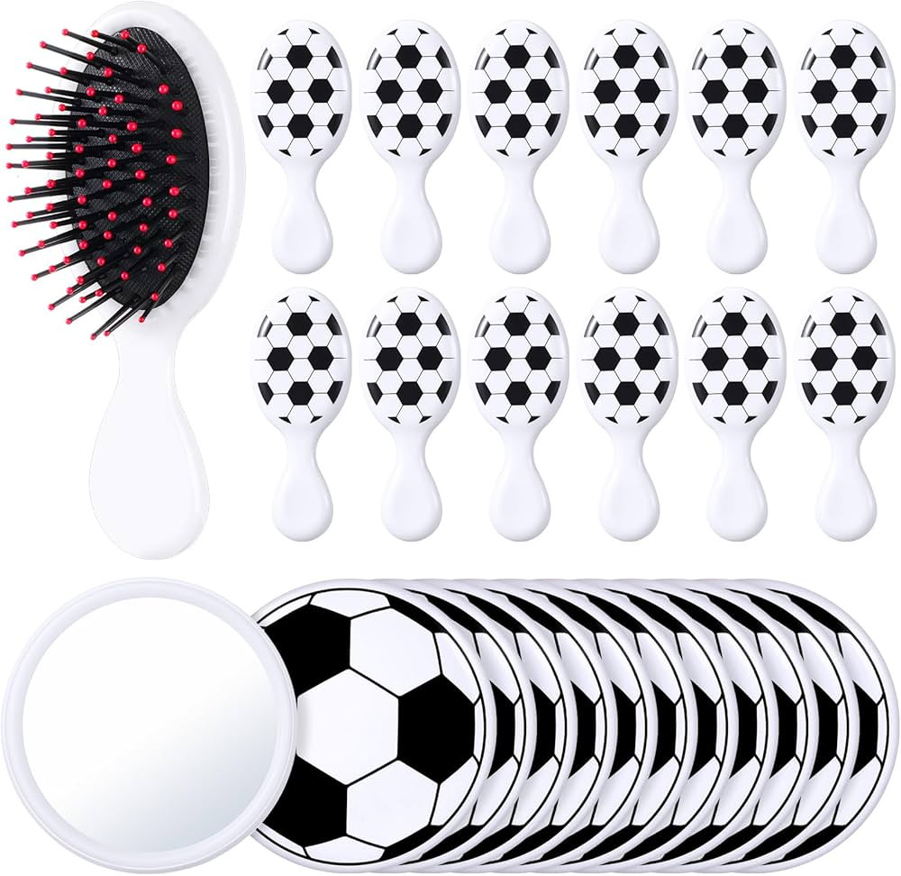 24 Pcs Soccer Gifts for Team Bulk Include 12 Pcs Soccer Hair Brush Air Cushion Hair Brush and 12 ... | Amazon (US)