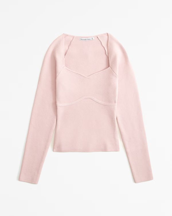 Long-Sleeve Sweetheart Sweater Top | Abercrombie & Fitch (US)