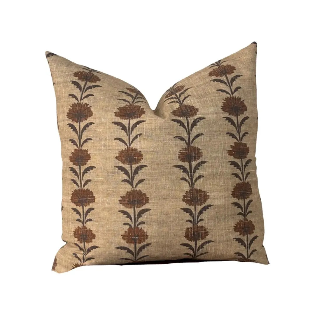 Throw Pillow Cover in Essex Linen, Distressed Printed Floral. Hidden Zipper Made to Order - Etsy | Etsy (Global)