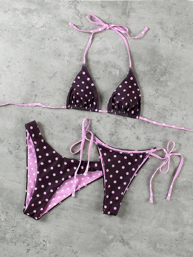 New Arrival Spring/Summer European And American Fashion Sexy Casual Elegant Polka Dot Print 3-Piece Women Beach Vacation Date Bikini Swimsuit | SHEIN