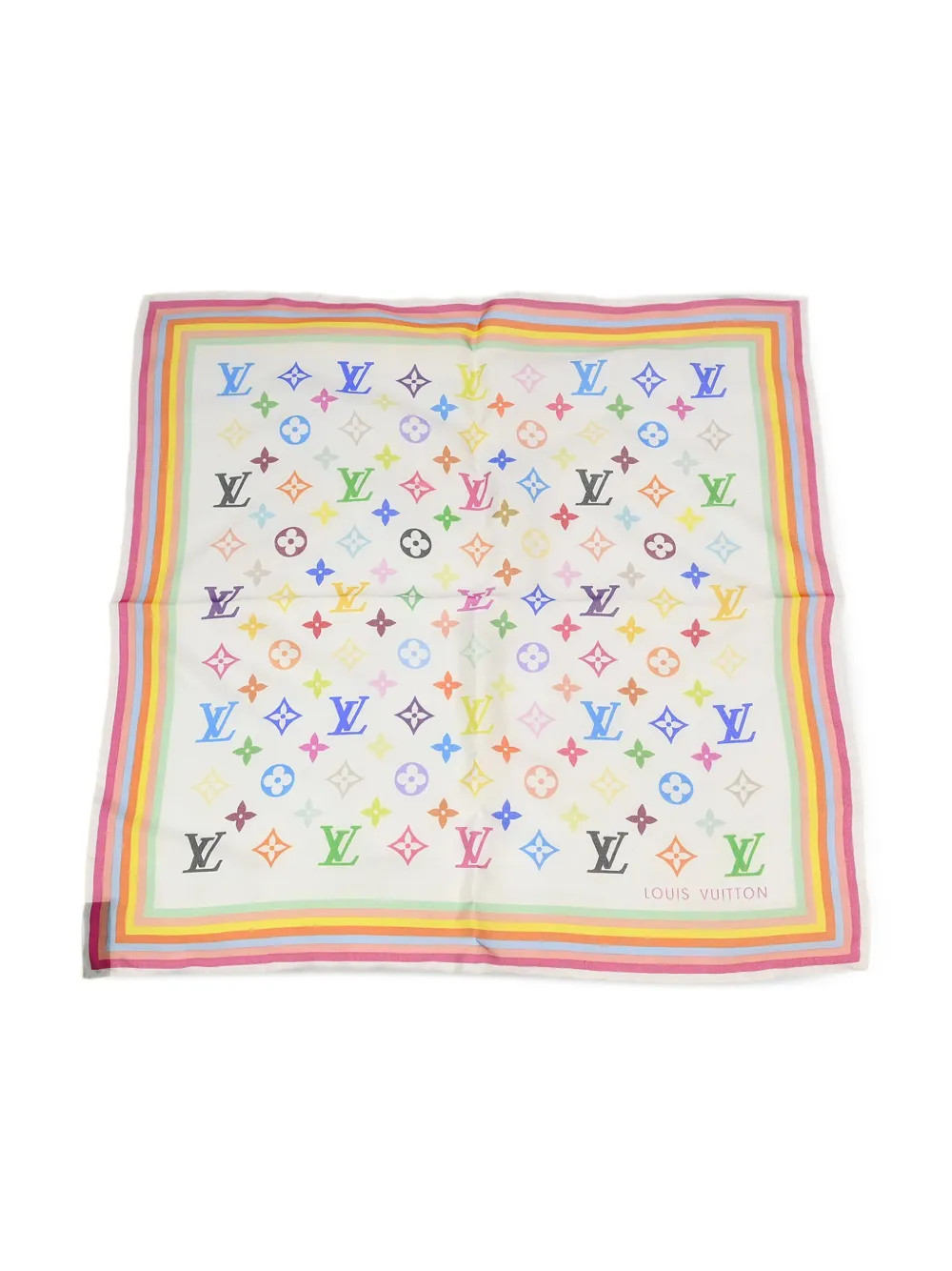 Louis Vuitton Pre-Owned x Takashi Murakami 1990-2000s Multicolor scarf - White | Farfetch Global