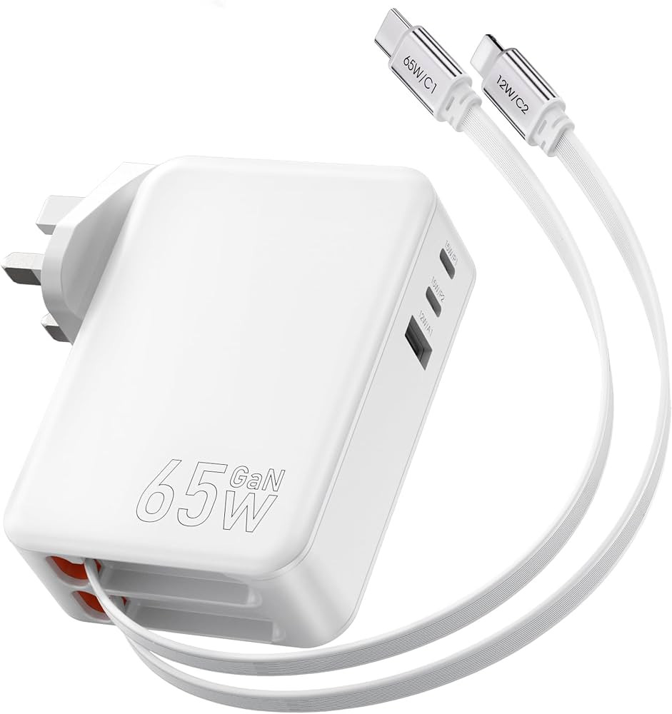 5 in 1 Retractable Phone Charger 65W USB C Charger 3 Port PD Power Adapter | Amazon (UK)