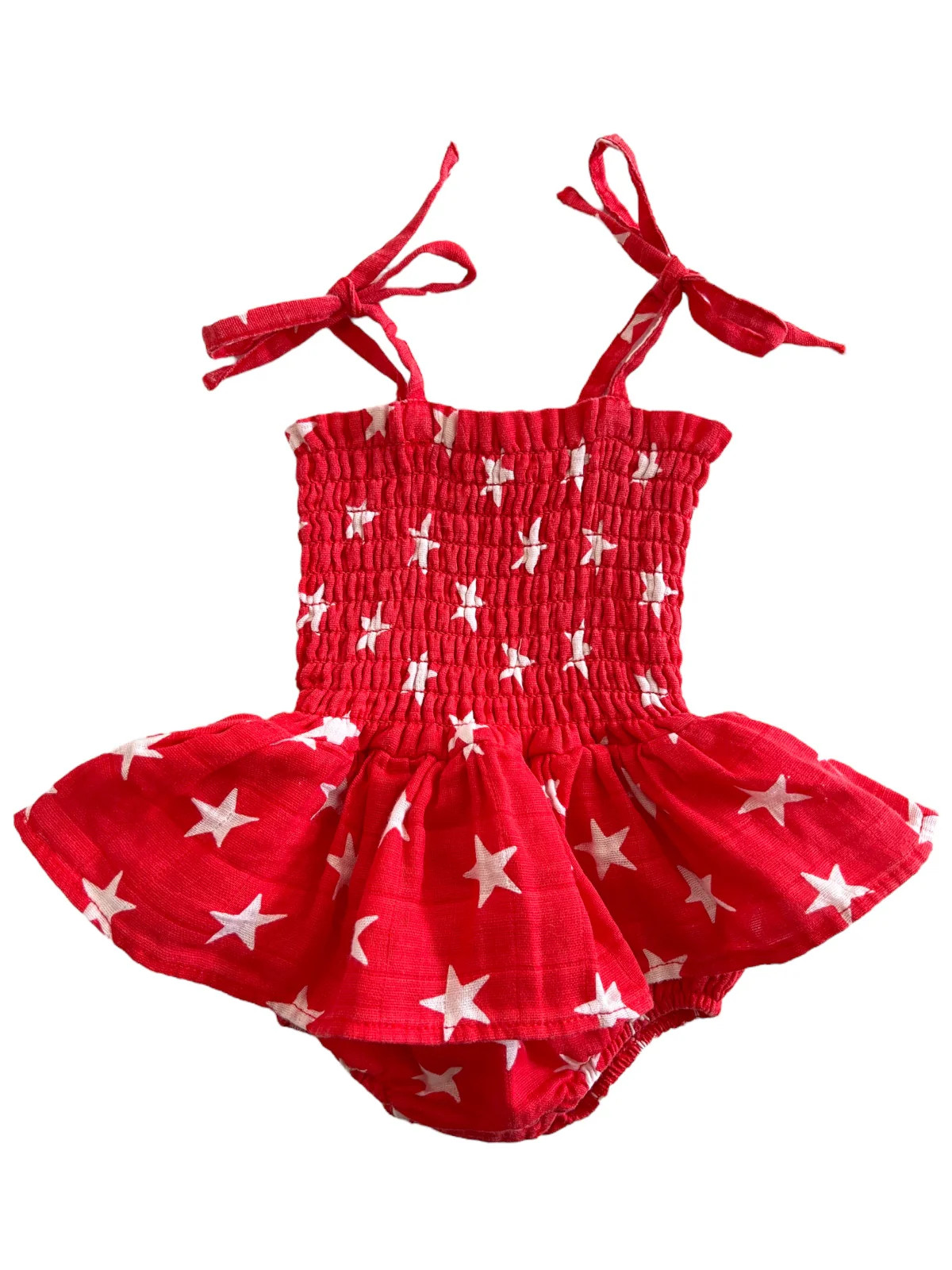 Muslin Smocked Bubble w/ Skirt, Star Spangled | SpearmintLOVE
