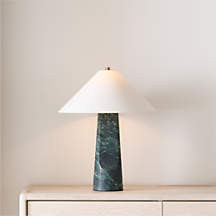 Petra Green Marble Table Lamp with Fabric Shade 24.5 | Crate & Barrel