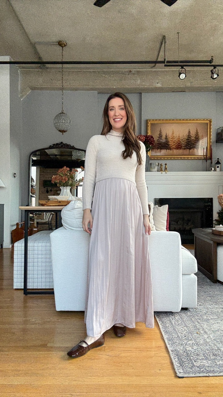 Thanksgiving outfit idea! This dress is so soft and comfy, would also be great for a winter baby shower. Super flattering on the bump but not maternity. Also linked up the cute olive oil decanters that make the best hostess gift!

#LTKHoliday #LTKGiftGuide #LTKBump