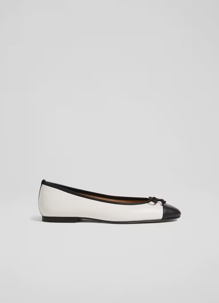 Kara White And Black Leather Toe Cap Ballet Flats | L.K. Bennett (UK)