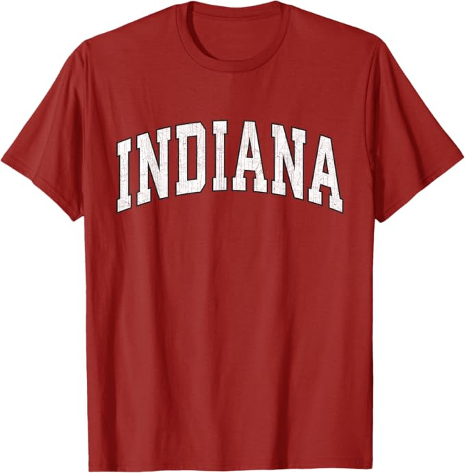 Indiana in Vintage Athletic Sports Style 80s 90s T-Shirt | Amazon (US)
