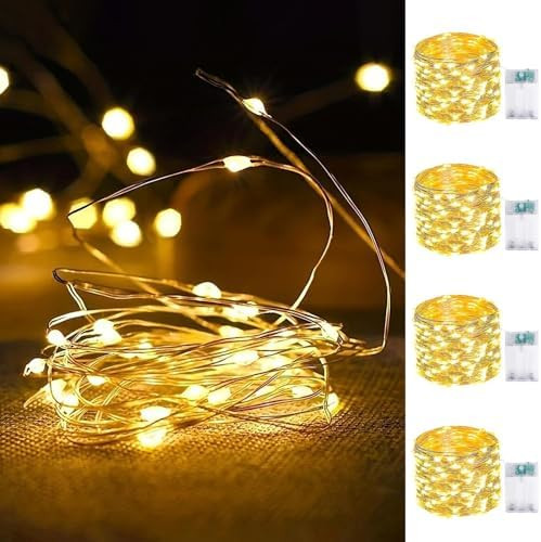 4-Pack Fairy Lights Battery Operated with Timer, Waterproof 16FT 50 LED String Lights Indoor Outd... | Amazon (US)