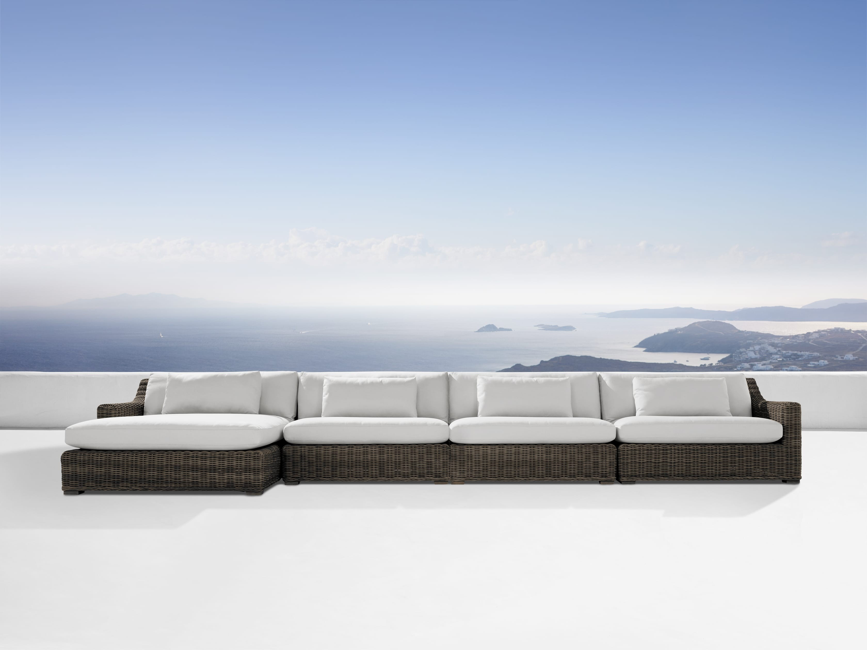 Montauk Outdoor Four Piece Sectional in Dry Bark | Arhaus