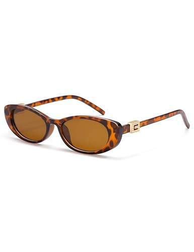 Appassal Retro Oval Sunglasses for Women Men Small Trendy Cat Eyes Sunnies AP3754,Tortoise/Brown | Amazon (US)