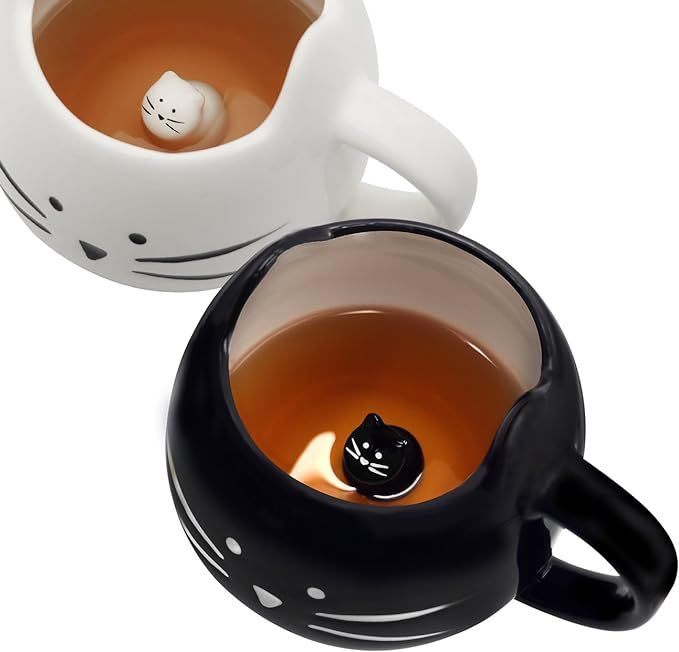 Koolkatkoo Cute Cat Coffee Mug Set for Girls Women Ceramic Kitty Tea Couple Mugs for Cat Lovers 1... | Amazon (US)