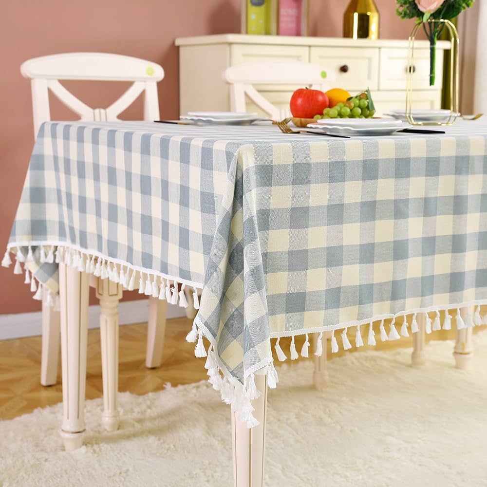 Kaysun Buffalo Tablecloth for Rectangle Tables, Rustic Cotton Line Tassel Oblong Table Cloth 55''... | Amazon (US)