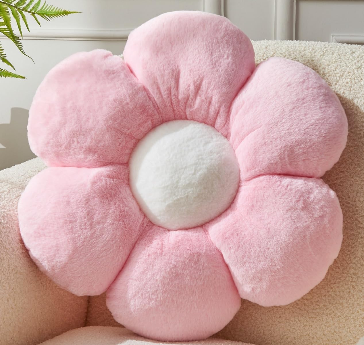 Pink Flower Pillow，Flower Shaped Throw Pillow 15.7In Daisy Pillow Cushion Cute Flower Seating C... | Amazon (US)