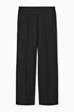 STRAIGHT-LEG ELASTICATED WOOL TROUSERS - BLACK - COS | COS (EU)