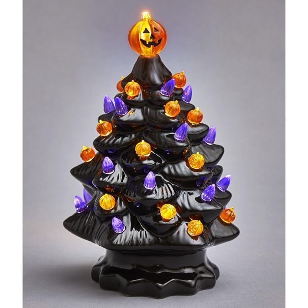 Lakeside Lighted Ceramic Halloween Tree Decoration - Battery Powered Accent | Target