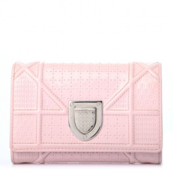 CHRISTIAN DIOR Patent Micro-Cannage Diorama Elancee Wallet Pink | FASHIONPHILE | Fashionphile