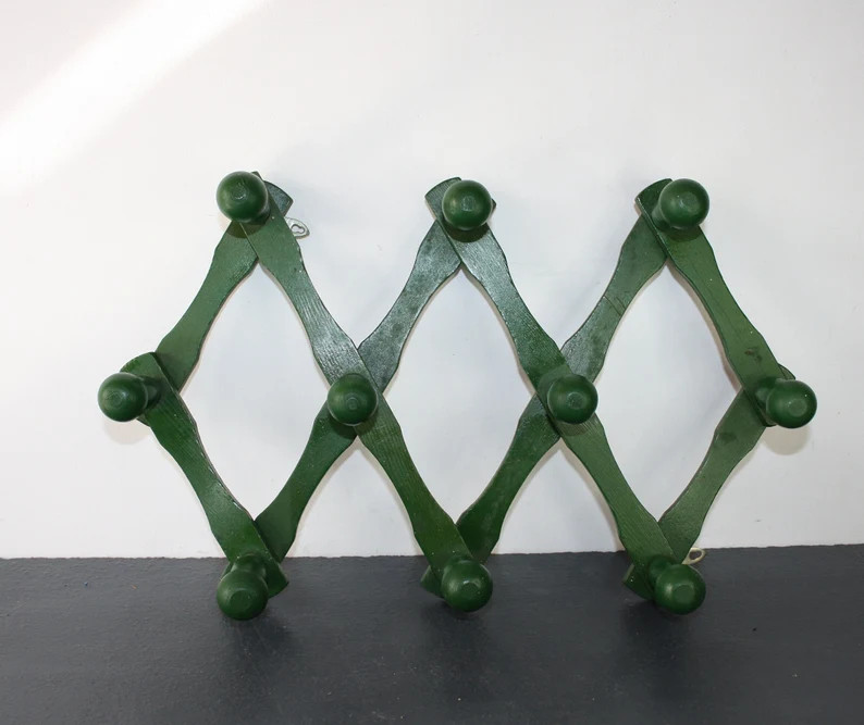 Old Vintage Wooden Accordion Green Coat Rack, French Wooden Coat Rack Hanger - Etsy | Etsy (US)