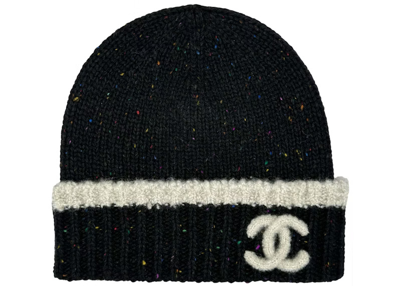 Chanel Cloche Black Multicolor CC Logo Beanie AA8630 Black/Ecru | StockX