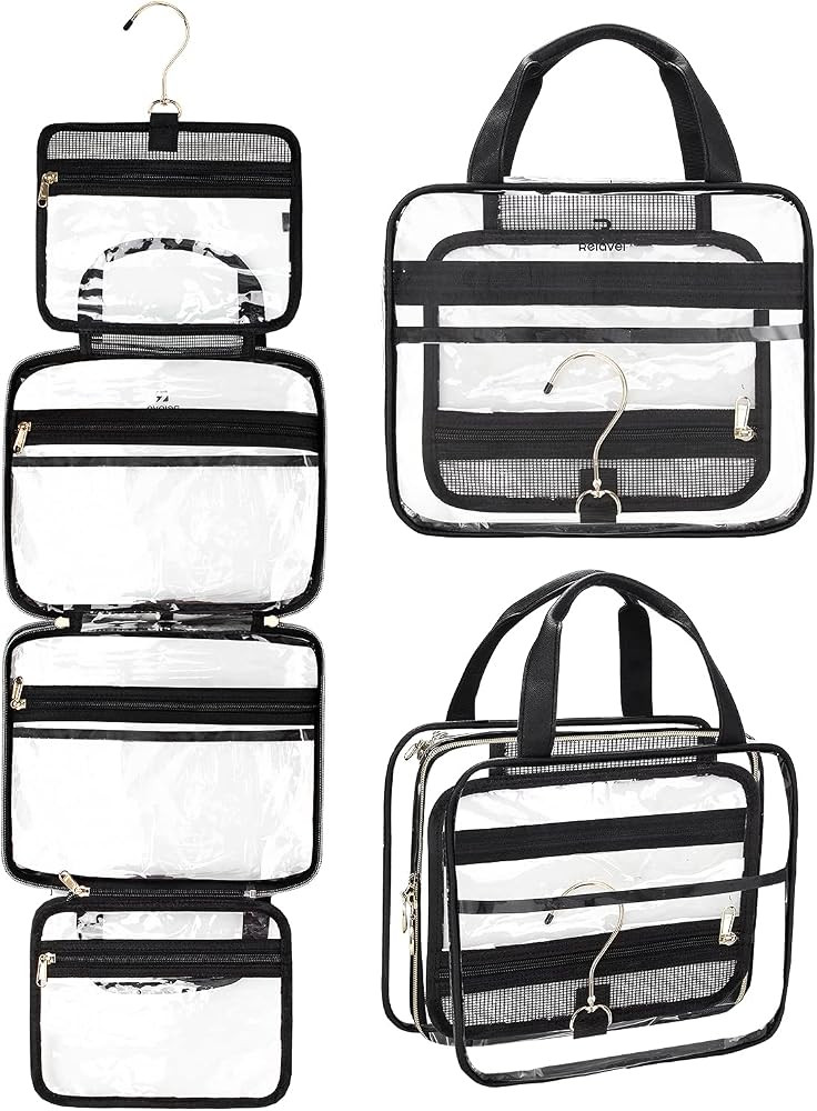 Hanging Toiletry Bag, Clear Travel Toiletry Bag with Detachable TSA Approved Clear Bag Airline 3-... | Amazon (US)