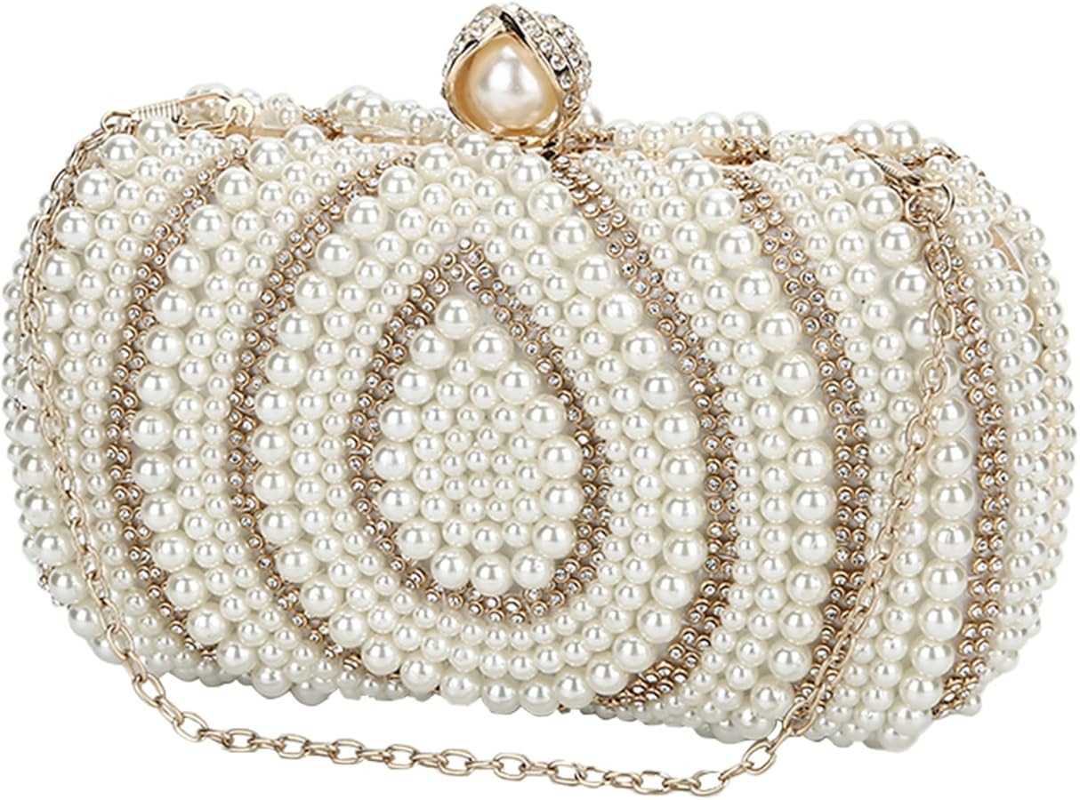 Tanpell Women's Pearl Beaded Evening Clutches Bags for Wedding Luxury Evening Purse Handbag for P... | Amazon (US)