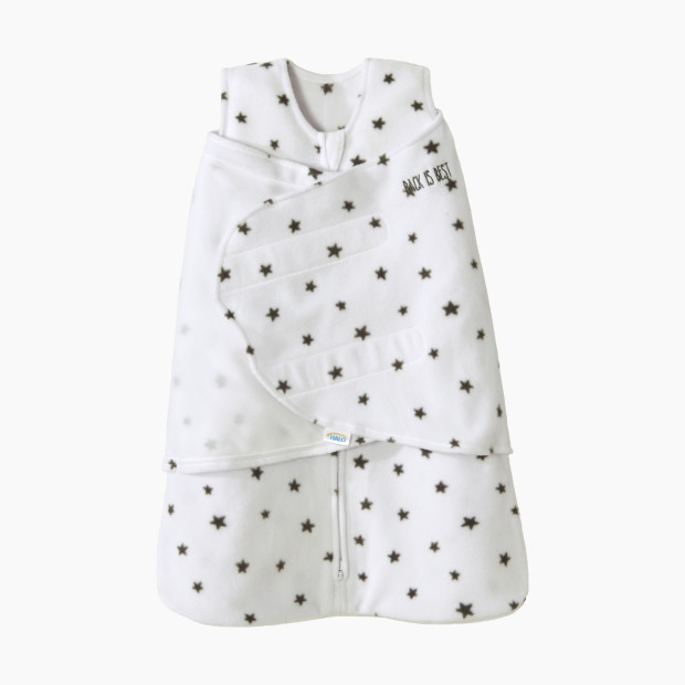Halo SleepSack Swaddle micro fleece in Charcoal Mini Stars Size Small | 100% Polyester | Babylist