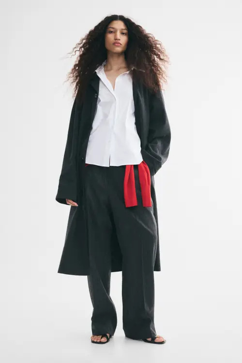H&M Cotton-Blend Shirt in White at Nordstrom, Size Medium | Nordstrom