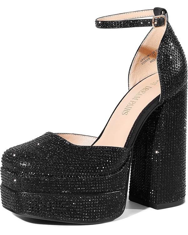 DREAM PAIRS Women’s High Chunky Platform Closed Toe Block Heels Square Toe Ankle Strap Dress We... | Amazon (US)
