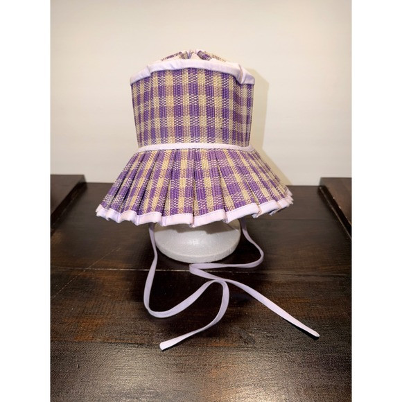 Lorna Murray Iridescent Island Capri Hat Woven Checkered Lilac L Natural Fibers | Poshmark