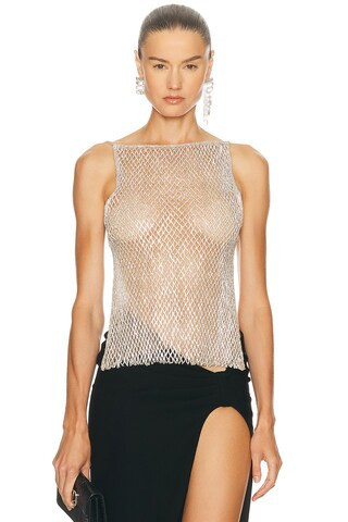 MAY MASHIAH Alice Top in Silver - Metallic Silver. Size S (also in ). | FWRD 