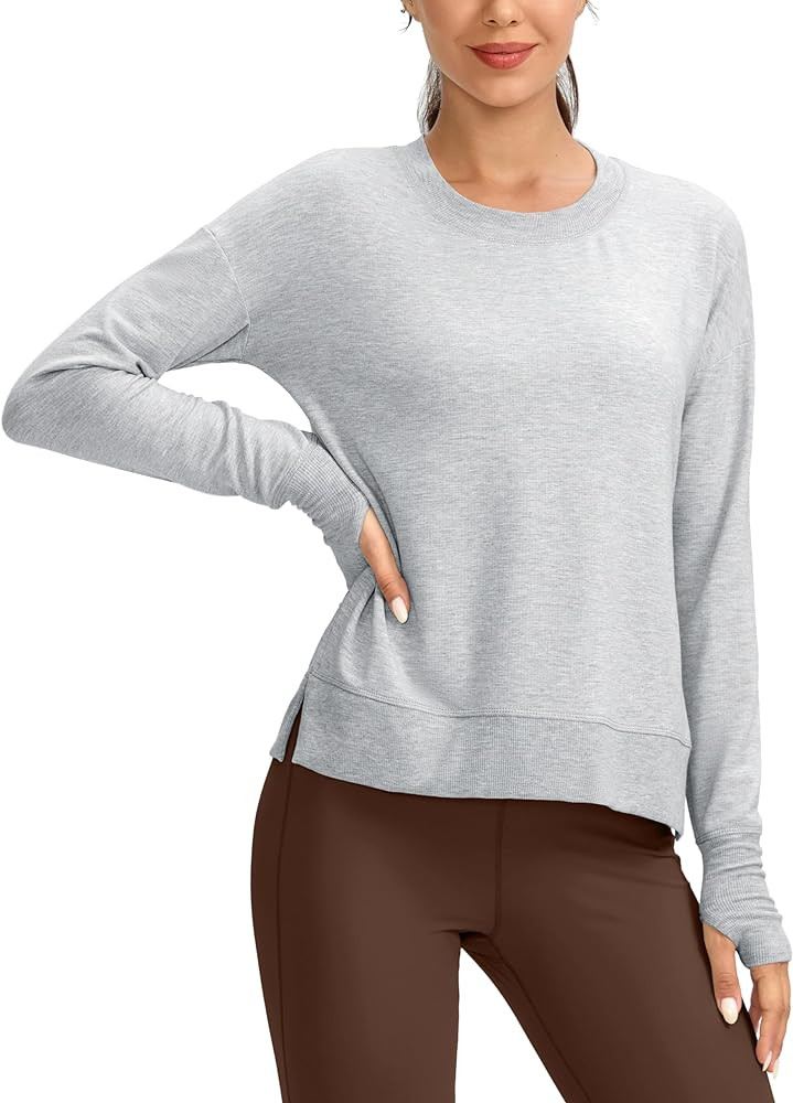 G Gradual Sweatshirt for Women Buttery Soft Yoga Tops Crewneck Modal Pullover Shirts Side Slit Th... | Amazon (US)