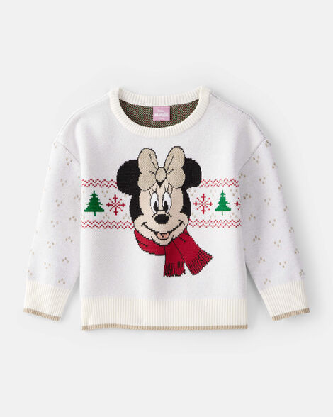Toddler Girl Christmas Disney© Minnie Mouse Long-Sleeve Sweater - Cream | Carter's Inc