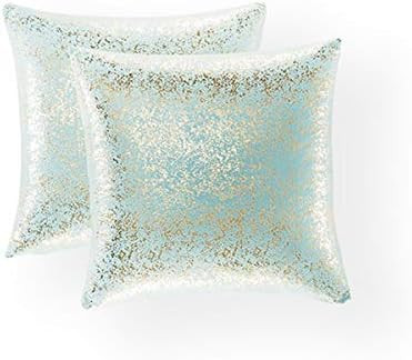 Pack of 2, Shiny Cushion, Decorative Pillow Covers, Soft Square Throw Pillow Covers, Solid Color ... | Amazon (US)