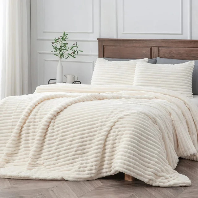BEDELITE Fleece Queen Comforter AIF4&nbsp;Set -Super Soft & Warm Fluffy White Bedding, Luxury Fuz... | Walmart (US)