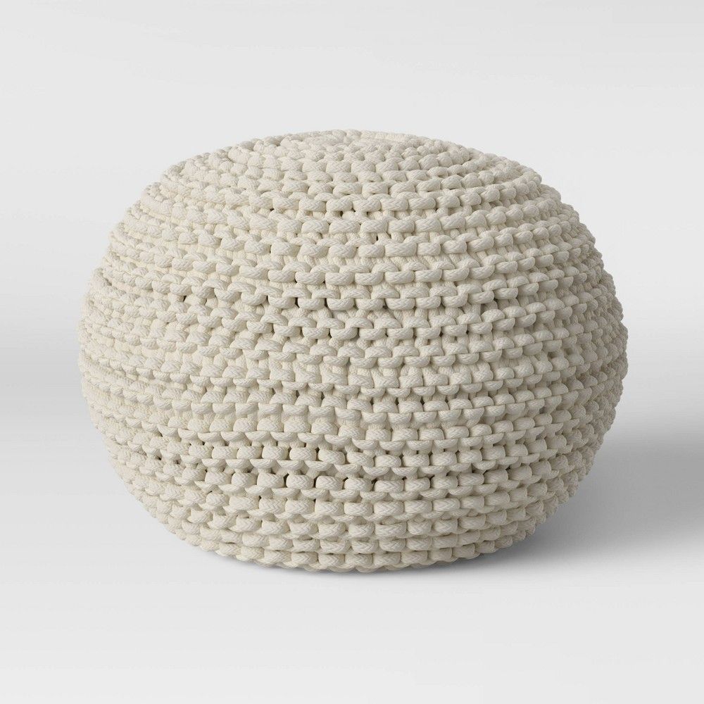 Cloverly Chunky Knit Pouf Cream - Threshold | Target