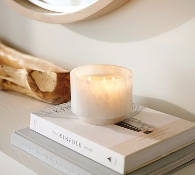 Alabaster Candle - White Floral | Pottery Barn (US)