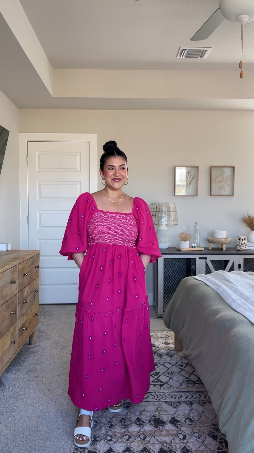 I’m 5’1”, size 10-12 (more often a 12)⁣ // DRESS: wearing a size large. I am not wearing a bra, just nip covers (which I will link). The top area has a lot of stretch and compression so it holds me in really well and I personally don’t think it needs a bra!⁣ // SANDALS: so comfy with stretchy bands, true to size.⁣ 

#LTKMidsize #LTKFindsUnder50 #LTKPetite