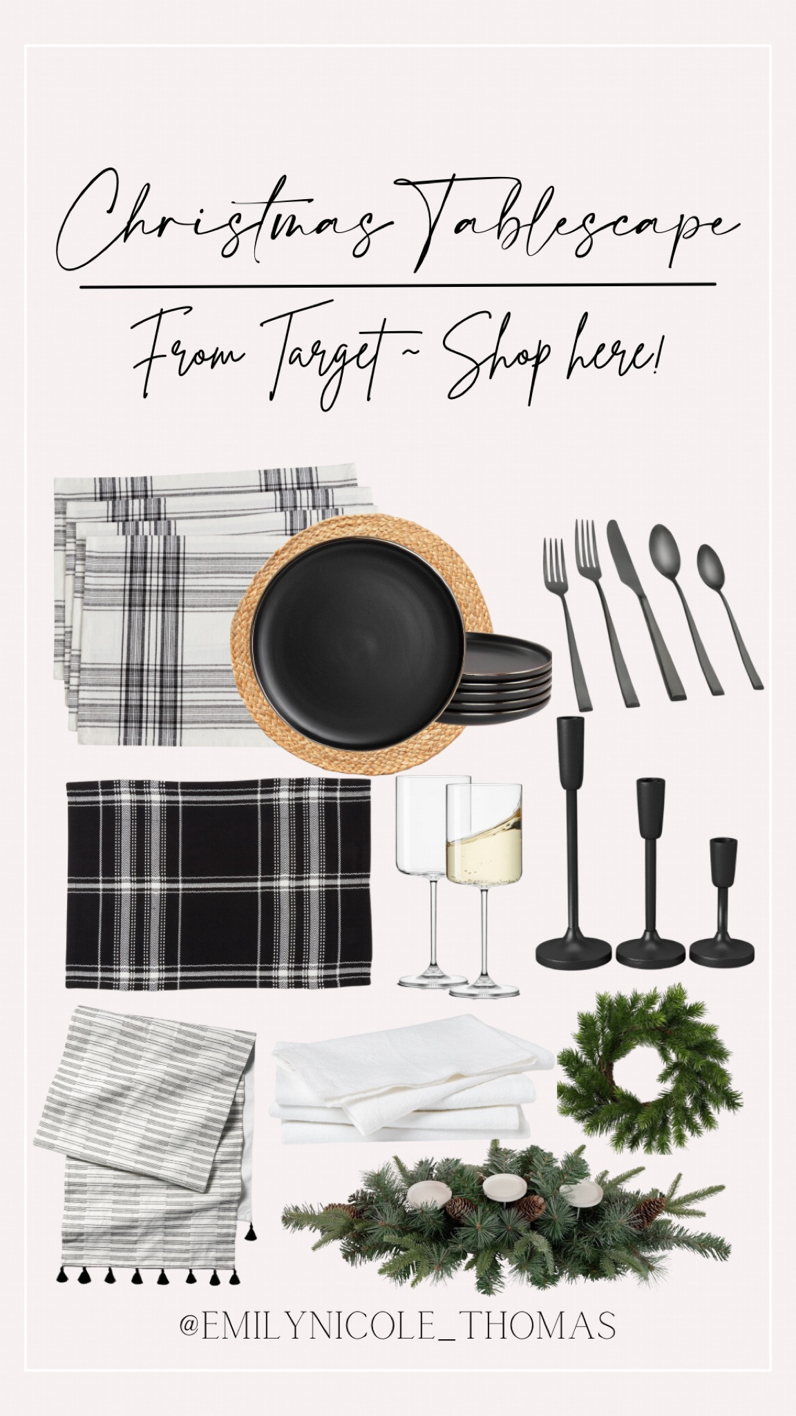 Get in the holiday spirit with this perfect minimalist B&W place setting for Christmas!! 🎄🪵🖤

Christmas, placemats, silverware, plates, napkins, table runner, glassware, wine glasses, candle holders

#LTKhome #LTKHolidaySale #LTKHoliday