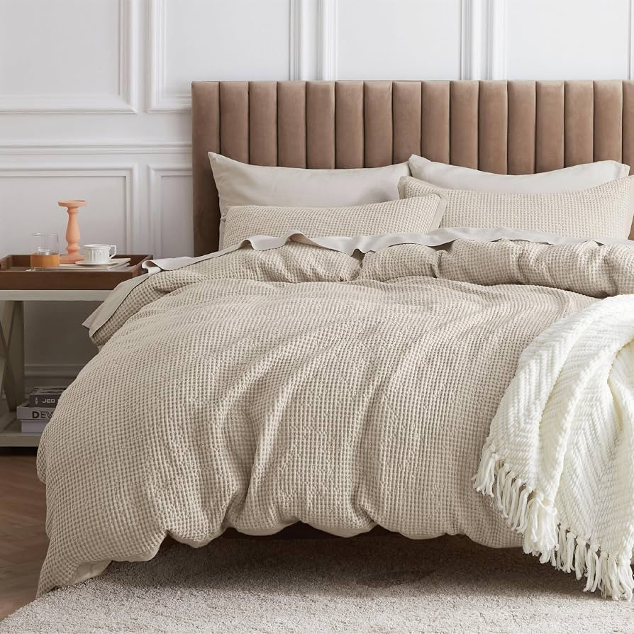 Bedsure Cotton Duvet Cover King - 100% Cotton Waffle Weave Beige Duvet Cover King Size, GentleSof... | Amazon (CA)